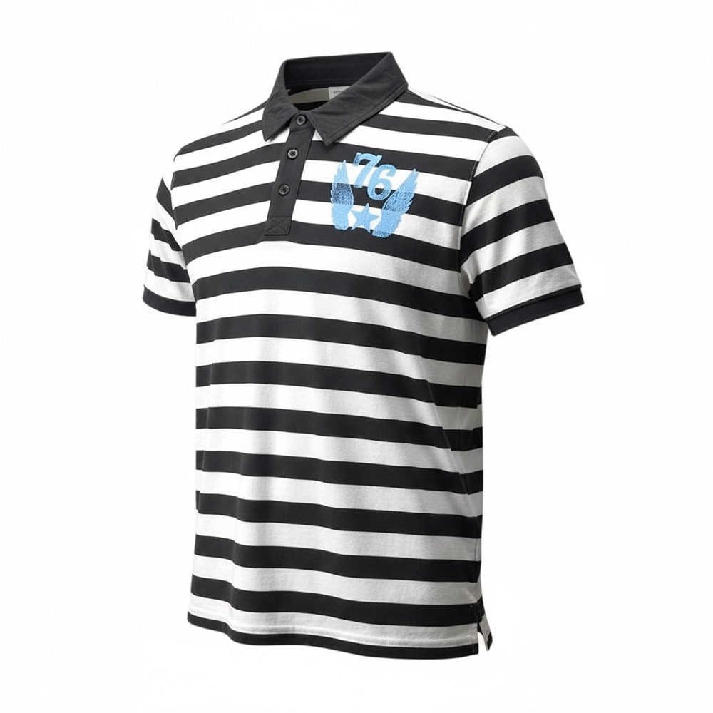 Mossimo Polo Shirt Mens Extra Large XL Brown‎ Striped Short Sleeve Collar Shirt